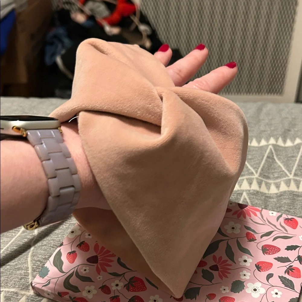 Plush Velvet Pink Wide Turban Twist Wrap Headband - Picture 2 of 4